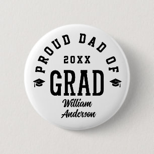 Proud Dad Grad Varsity Typography Graduation 6 Cm Round Badge