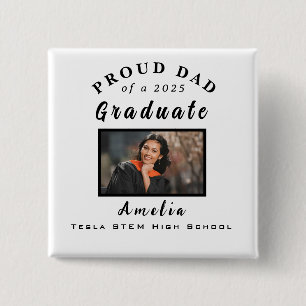 Proud Dad Graduation 2025 Custom Photo Gift 15 Cm Square Badge