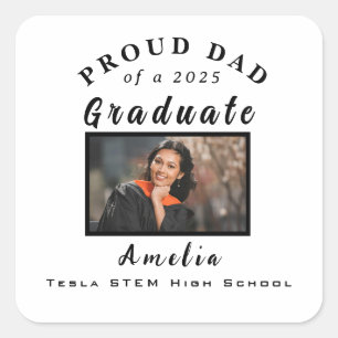 Proud Dad Graduation 2025 Custom Photo Gift Square Sticker