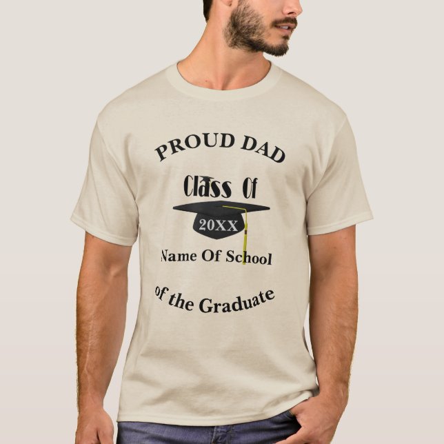Proud Dad Graduation Cap Personalised   T-Shirt (Front)