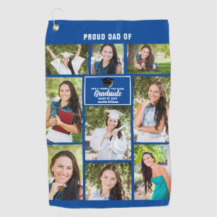 Proud Dad Graduation Photo Collage Father's Day Golf Towel