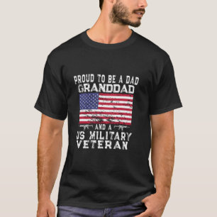 Proud Dad Granddad Military Veteran Retro US Flag T-Shirt