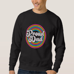 Proud Dad Groovy LGBTQ Pansexual Pride Pan Flag Fa Sweatshirt
