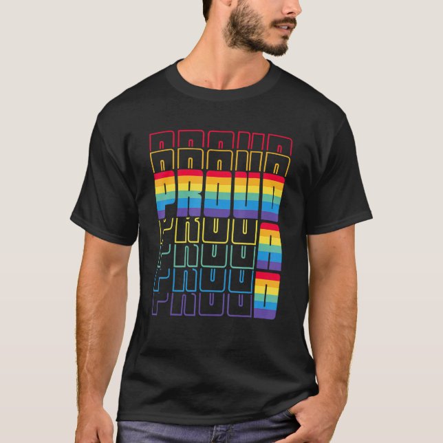 Proud Dad Lgbtq Gay Flag Pride Month Father Parent T-Shirt (Front)