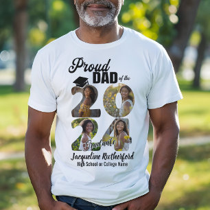 Proud Dad of 2024 Graduate Custom Photo Collage T-Shirt