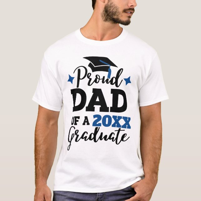 Proud Dad of a 2022 graduate black blue cap tassel T-Shirt (Front)