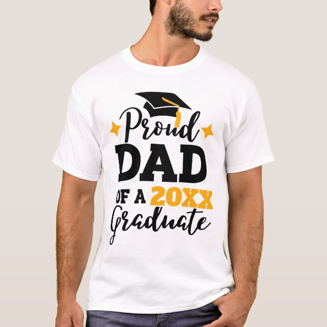 Proud Dad of a 2022 graduate black gold cap tassel T-Shirt (Front)