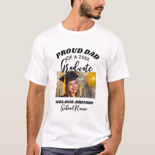 Proud Dad of a 2025 Graduate White Custom Photo  T-Shirt