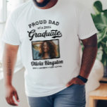Proud Dad of a 2025 Graduate White Custom Photo T-Shirt<br><div class="desc">Stylish white "Proud Dad of a 2025 Graduate" graduation t-shirt design features a photo of the grad framed in black with simple and classic name, class year, and school name wording that can be personalised for any family member. Shirt colours and style can be modified to coordinate with school or...</div>