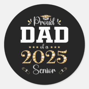 Proud Dad Of A 2025 Senior Graduate Graduation Classic Round Sticker