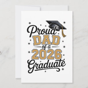 Proud Dad Of A 2026 Graduate Gold Graduation Thank You Card