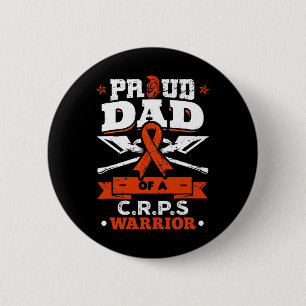 Proud Dad Of A Crps Warrior Month Orange Ribbon 6 Cm Round Badge