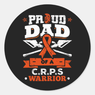 Proud Dad Of A Crps Warrior Month Orange Ribbon Classic Round Sticker