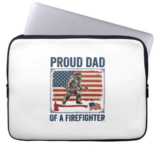 Proud Dad of a Firefighter Vintage Flag Vector_1 Laptop Sleeve