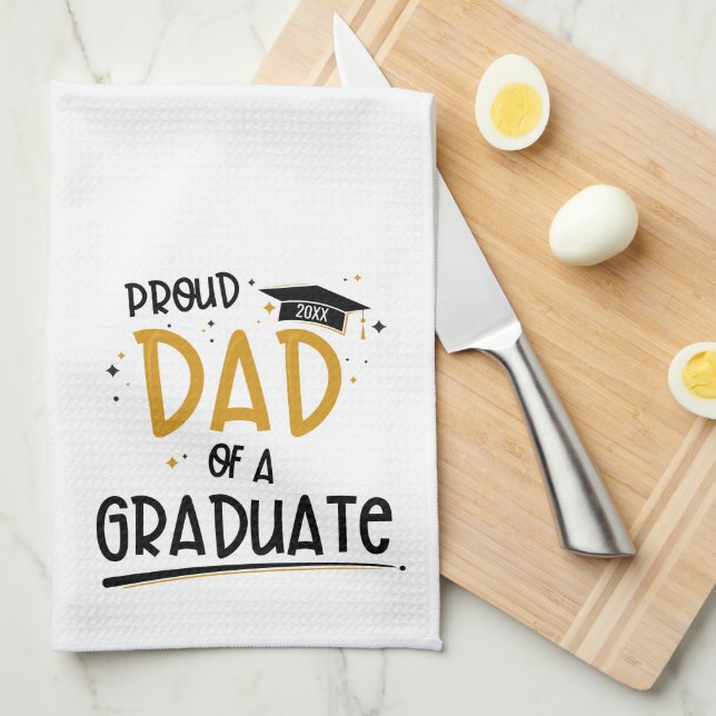 Proud Dad of a Graduate Tea Towel (Quarter Fold)