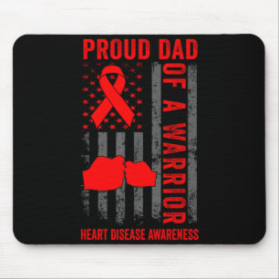 Proud Dad Of A Heart Warrior American Flag Heart D Mouse Mat