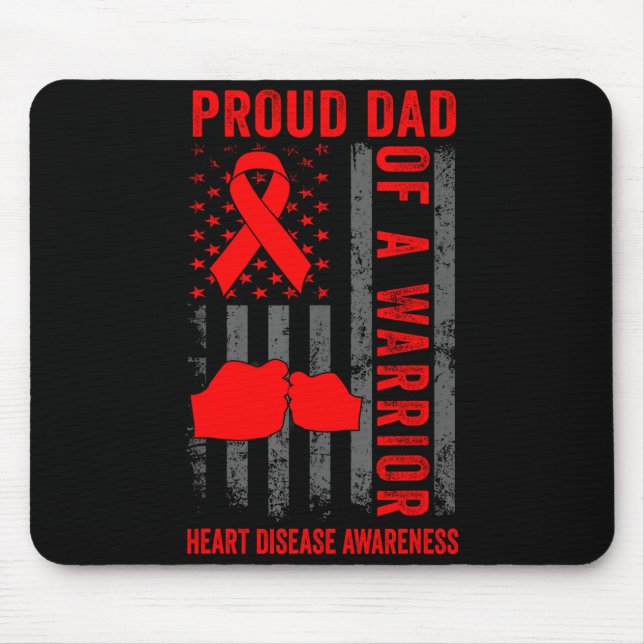 Proud Dad Of A Heart Warrior American Flag Heart D Mouse Mat (Front)