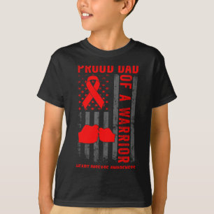 Proud Dad Of A Heart Warrior American Flag Heart D T-Shirt