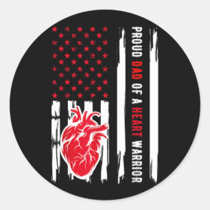 Proud Dad Of A Heart Warrior Chd Awareness Classic Round Sticker