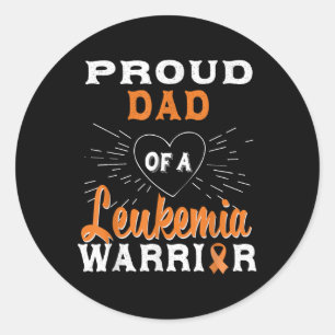 Proud Dad Of A Leukaemia Warrior Awareness  Classic Round Sticker