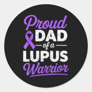 Proud dad of a lupus warrior sle fighter awareness classic round sticker