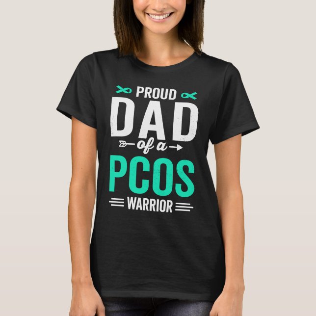 Proud Dad of a PCOS Warrior Survivor Awareness Sup T-Shirt (Front)