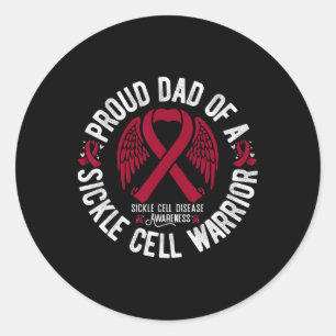 Proud Dad Of A Sickle Cell Warrior Scd Awareness Classic Round Sticker