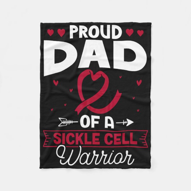 Proud Dad Of A Sickle Cell Warrior Sickle Cell Awa Fleece Blanket (Front)