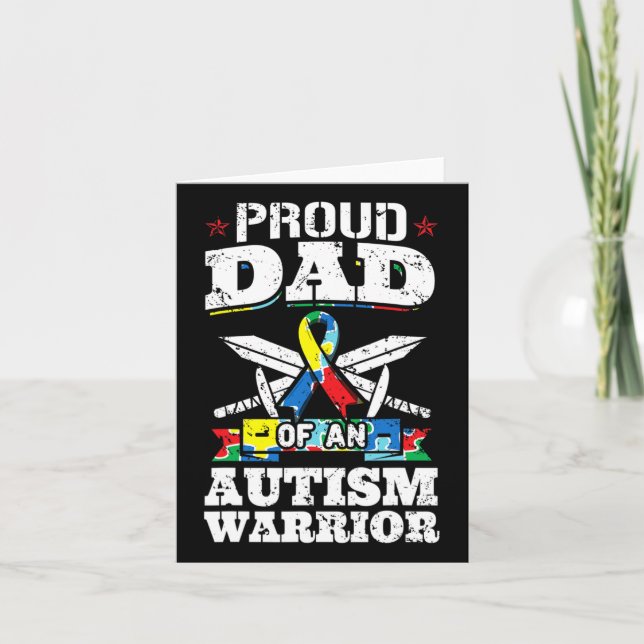Proud Dad Of An Autism Warrior Autistic Awareness  Card (Front)