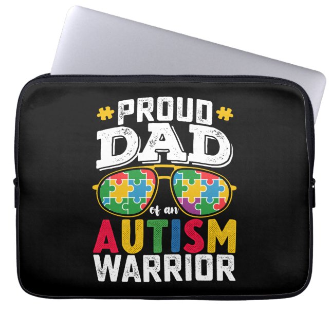 Proud Dad Of An Autism Warrior Family Laptop Sleeve (Front)