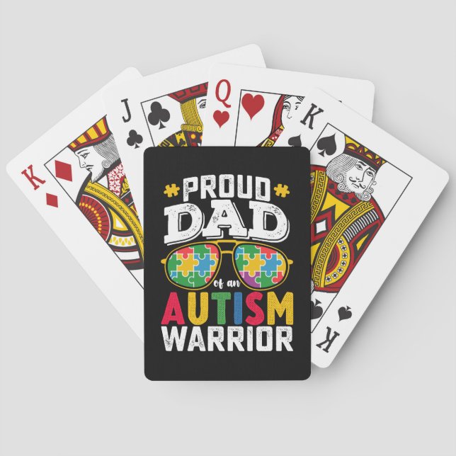 Proud Dad Of An Autism Warrior Family Playing Cards (Back)