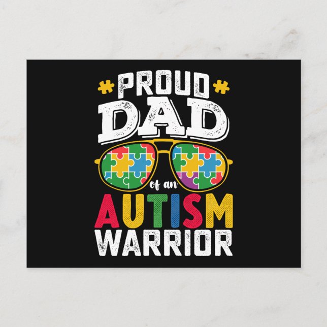 Proud Dad Of An Autism Warrior Family Postcard (Front)