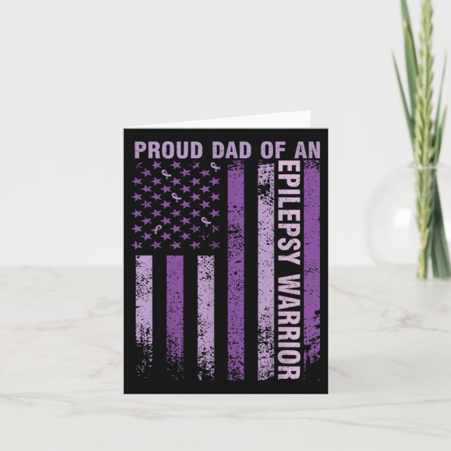Proud Dad Of An Epilepsy Warrior Epilepsy Awarenes Card (Front)