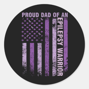 Proud Dad Of An Epilepsy Warrior Epilepsy Awarenes Classic Round Sticker