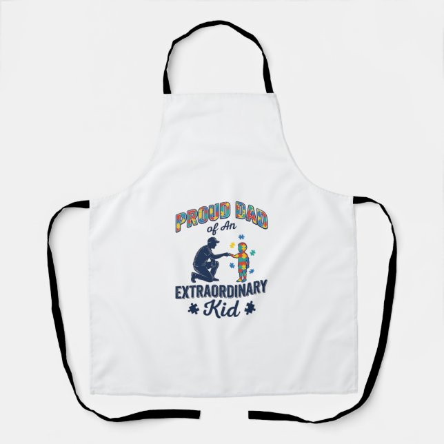 Proud Dad of an Extraordinary Kid Autism Vector De Apron (Front)