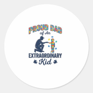 Proud Dad of an Extraordinary Kid Autism Vector De Classic Round Sticker