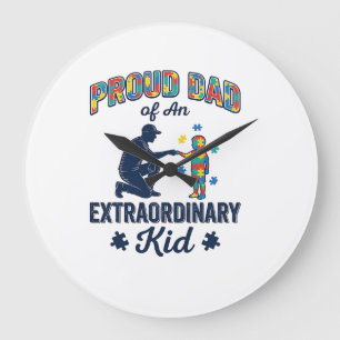 Proud Dad of an Extraordinary Kid Autism Vector De Large Clock