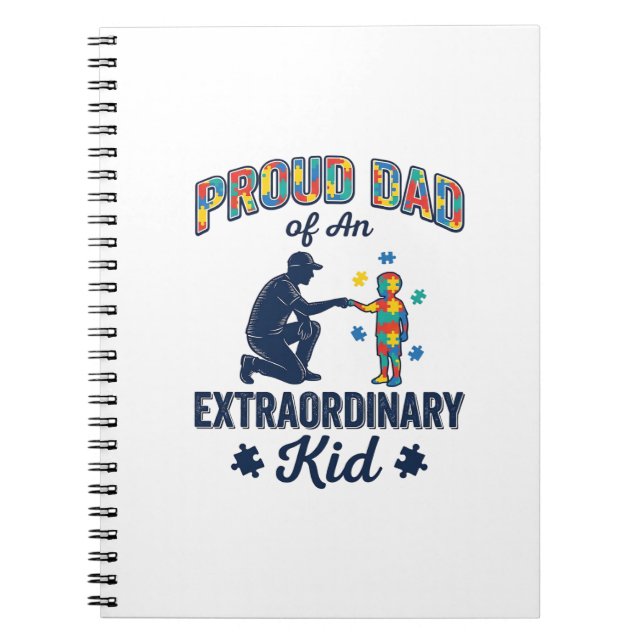 Proud Dad of an Extraordinary Kid Autism Vector De Notebook (Front)