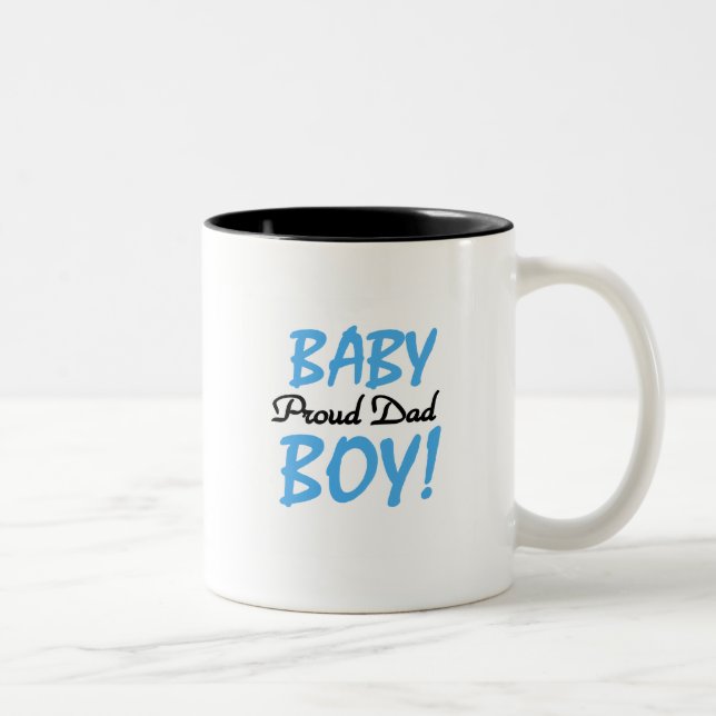 Proud Dad of Baby Boy Tshirts and Gifts Two-Tone Coffee Mug (Right)
