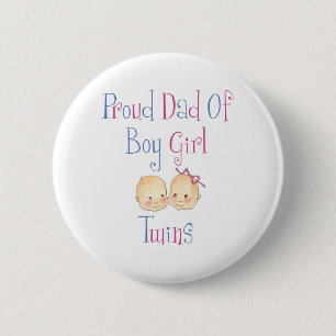 Proud Dad of Boy Girl Twins 6 Cm Round Badge