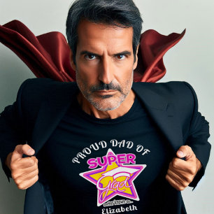 PROUD DAD OF Super Grad Pink-On Dark-Editable Text T-Shirt
