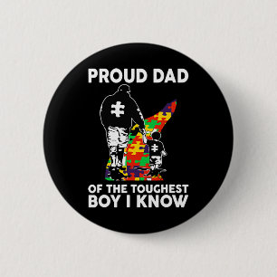 Proud Dad Of The Toughest Boy I Know Autism Awaren 6 Cm Round Badge