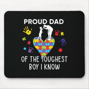 Proud Dad Of The Toughest Boy I Know Autism Awaren Mouse Mat