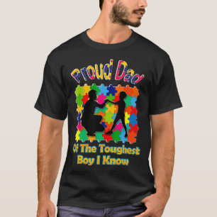 Proud Dad of the Toughest Boy I Know Autism Puzzl T-Shirt