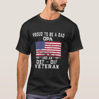 Proud Dad OPA OEF OIF Veteran Retro US Flag Grandp T-Shirt