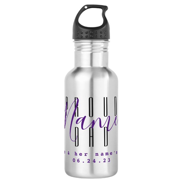 Proud Dad Personalised Water Bottle - HAMbyWG (Front)