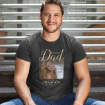 Proud Dad | Photo Graduation T-Shirt<br><div class="desc">Modern proud Dad of our graduate tshirt,  featuring a photo of your grad,  and template text that reads 'PROUD DAD OF OUR GRADUATE,  THEIR NAME AND CLASS OF 20XX'.  Font styles,  size and colour can be changed by clicking on the customise further link after personalising.</div>
