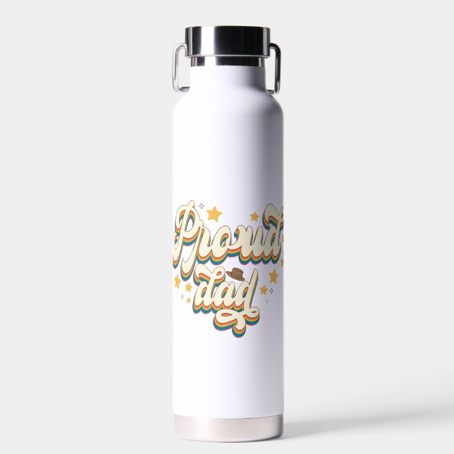 Proud Dad; Rainbow; LGBTQ Support Water Bottle (Front)
