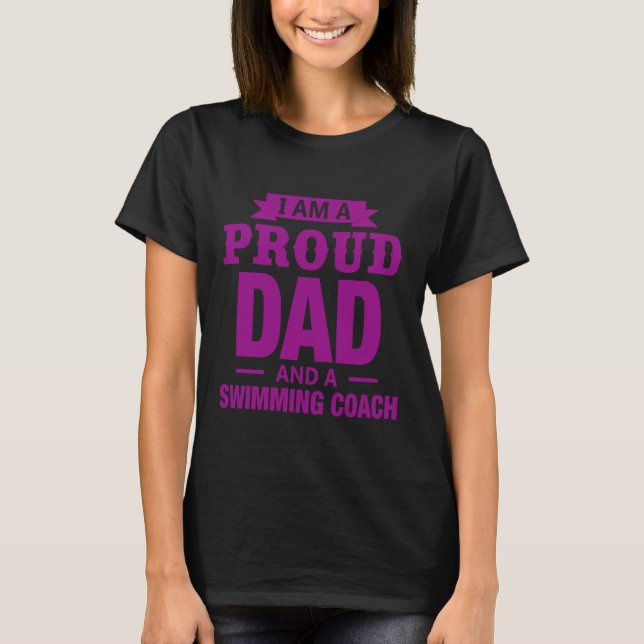 Proud Dad Swimming Coach Gift Design Violet Full T-Shirt (Front)