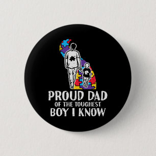 Proud Dad Toughest Boy Autism Awareness Asd Daddy 6 Cm Round Badge